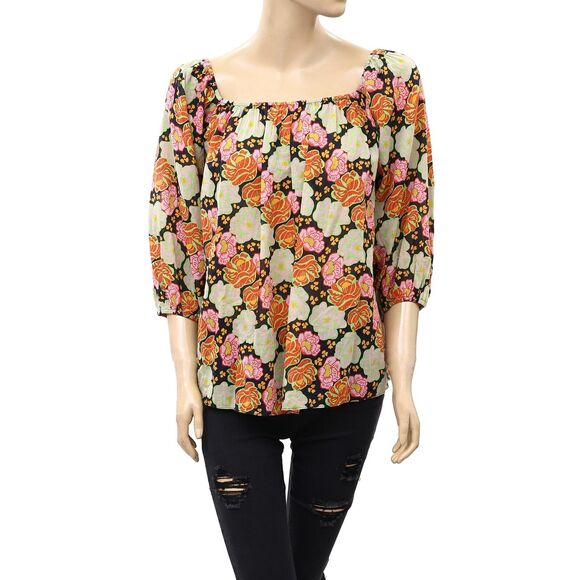 Rhode Resort Floral Printed Blouse Top Off the Shoulder Cotton Beach XS 222212 - Picture 1 of 4